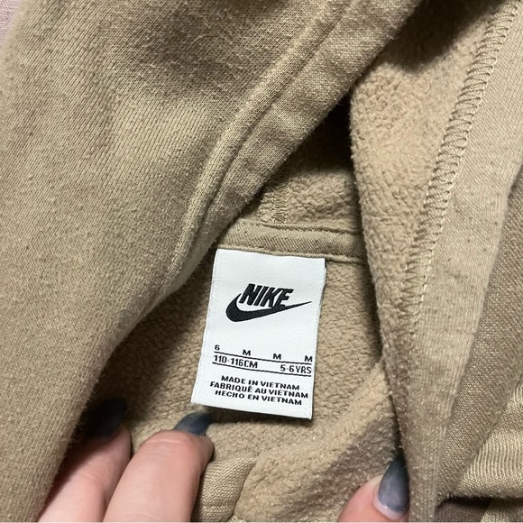 Nike Big Kids Beige Tan Hoodie with Graphic Logo Kids Size Medium Brown - Picture 4 of 6